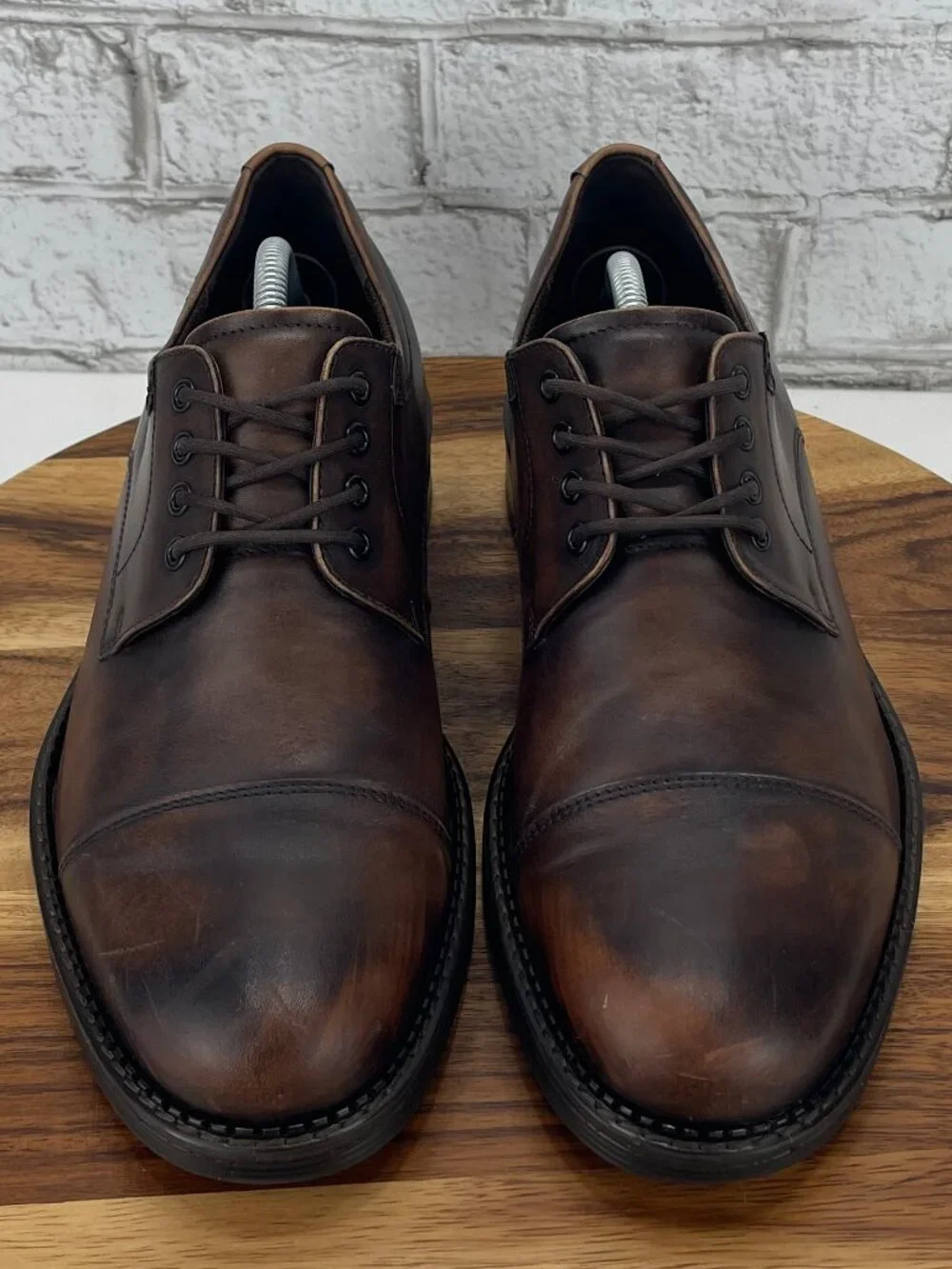 Ecco Newcastle Cap Toe Tie Oxford Mens 10/44 Brown Full Grain Leather Shoes